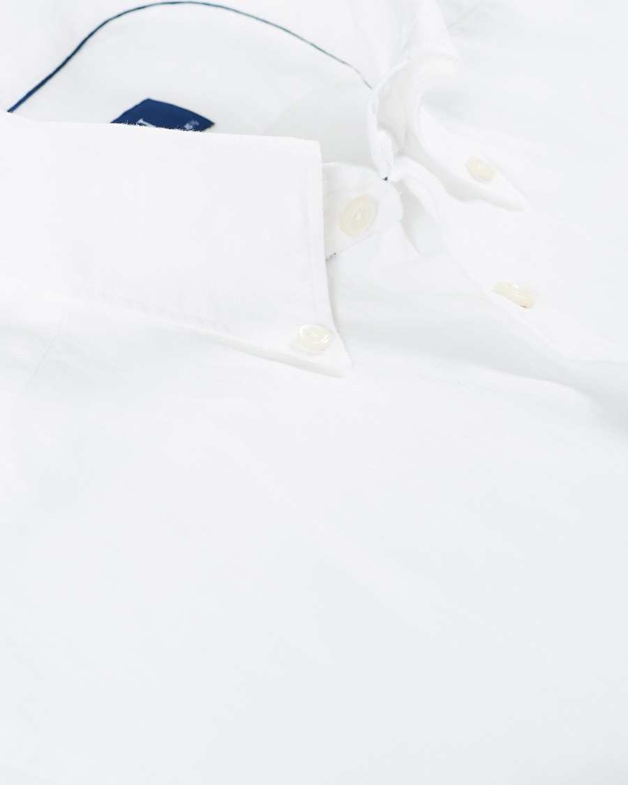 Herre | Skjorter | Eton | Slim Fit Button Down Linen Shirt White