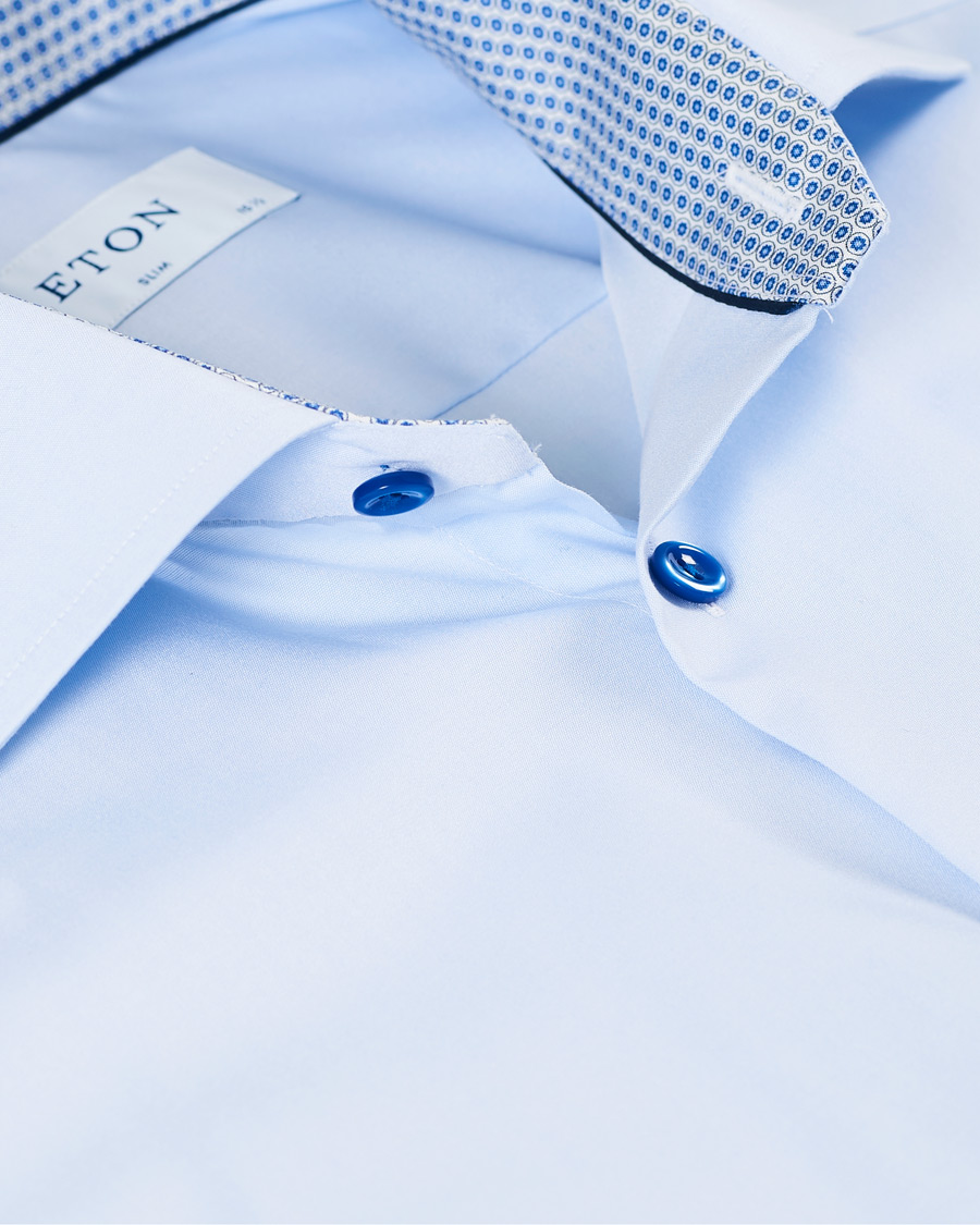 Herre | Skjorter | Eton | Slim Fit Contrast Cut Away Shirt Blue