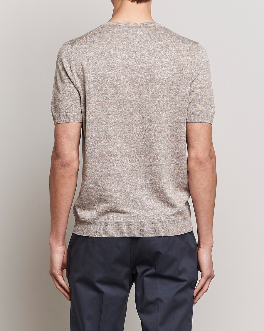 Herre | T-Shirts | Gran Sasso | Cotton/Linen Knitted Tee Beige