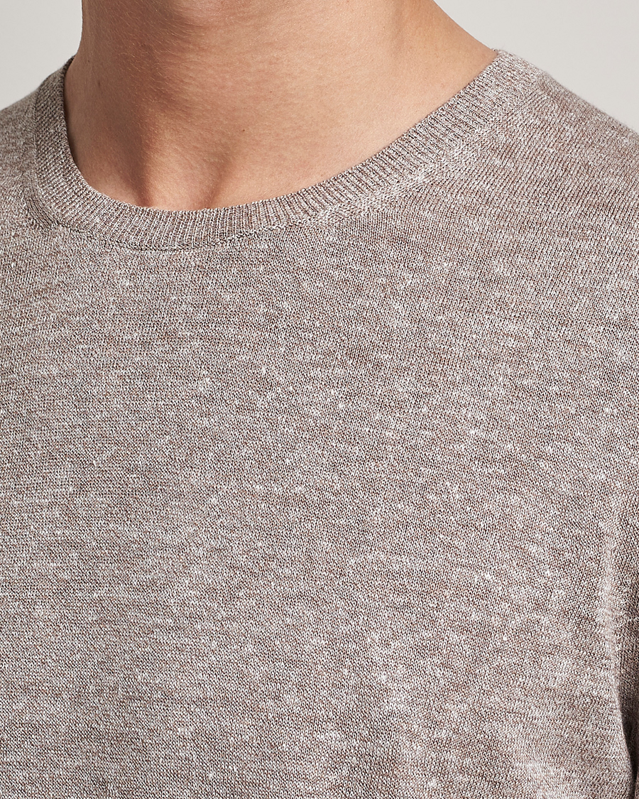 Herre | T-Shirts | Gran Sasso | Cotton/Linen Knitted Tee Beige