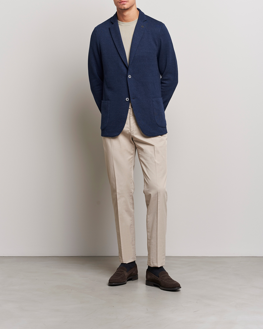 Herre | Dressjakker | Gran Sasso | Structured Cotton/Linen Blazer Navy