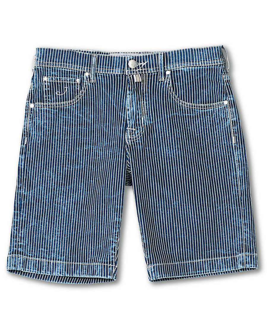 Herre | Shorts | Jacob Cohën | 6636 Striped Jeans Shorts Blue/White