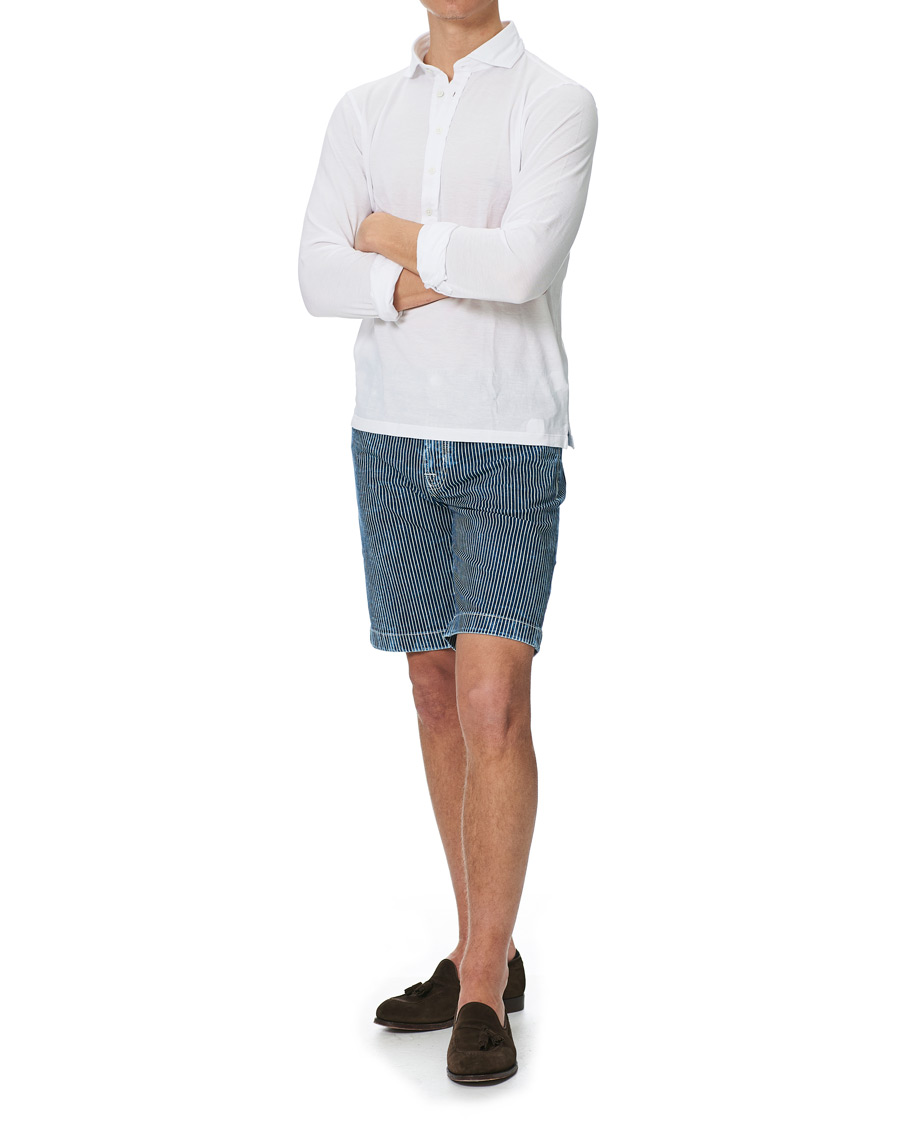 Herre | Shorts | Jacob Cohën | 6636 Striped Jeans Shorts Blue/White