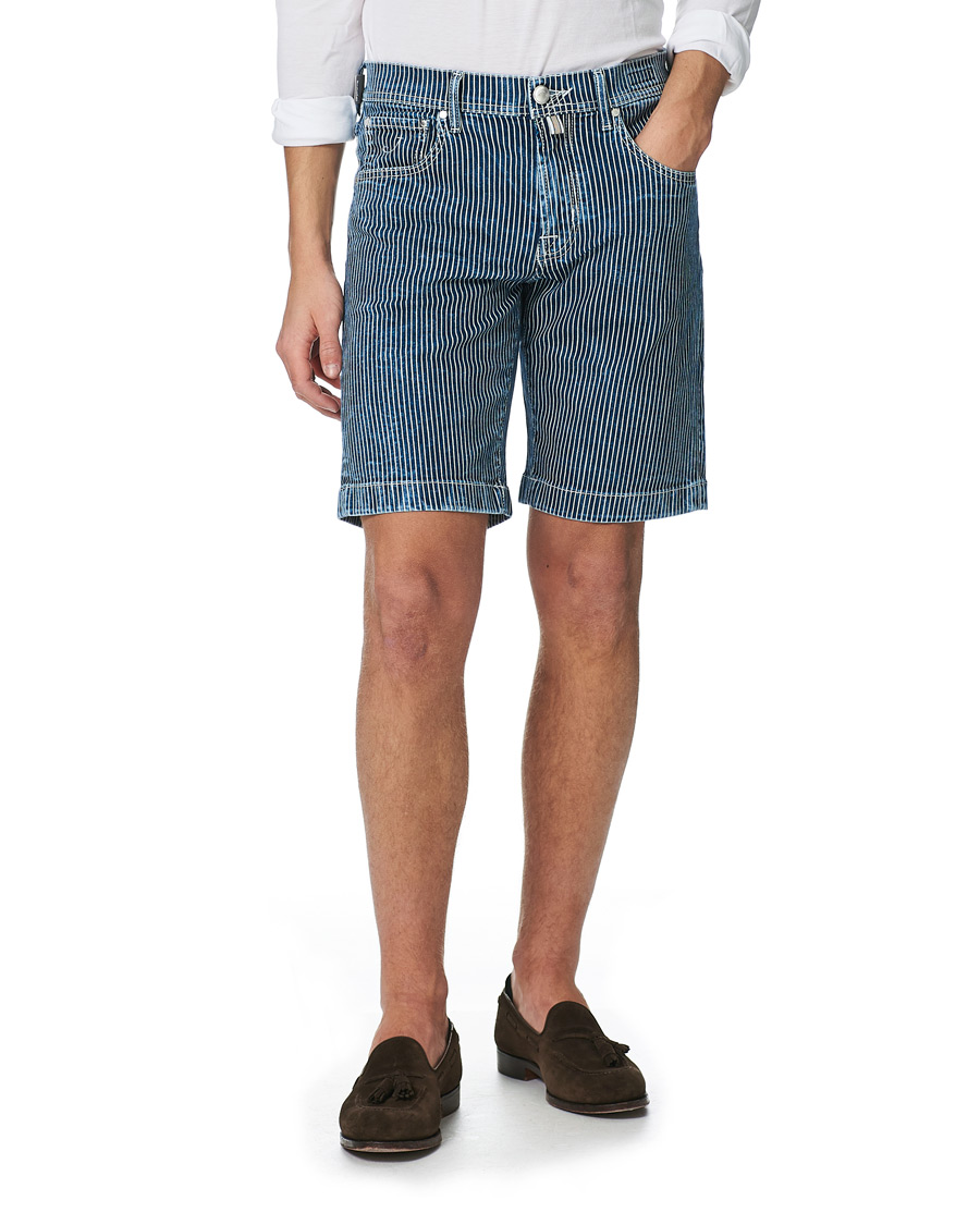 Herre | Shorts | Jacob Cohën | 6636 Striped Jeans Shorts Blue/White