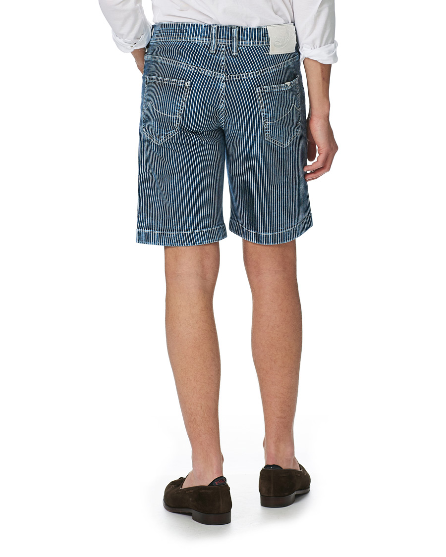 Herre | Shorts | Jacob Cohën | 6636 Striped Jeans Shorts Blue/White