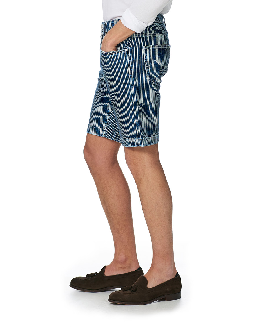Herre | Shorts | Jacob Cohën | 6636 Striped Jeans Shorts Blue/White