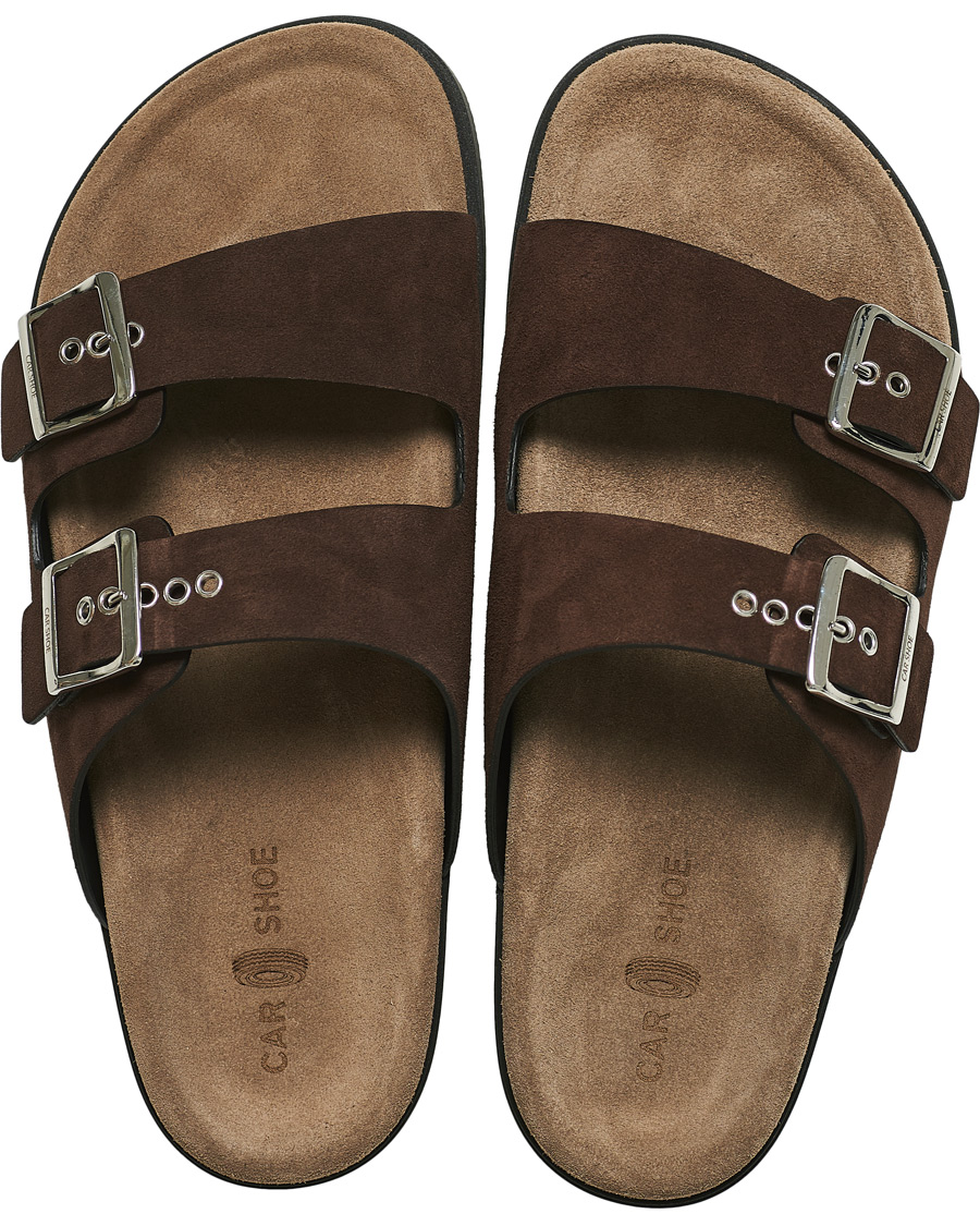 Herre | Car Shoe Sandal Dark Brown Suede | Car Shoe | Sandal Dark Brown Suede