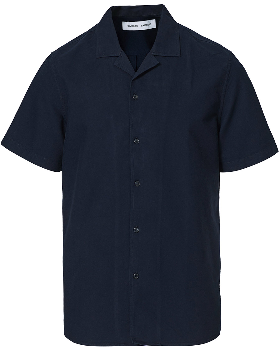 Herre | Skjorter | Samsøe Samsøe | Samsøe & Samsøe Einar Cotton Short Sleeve Resort Shirt Night Sky