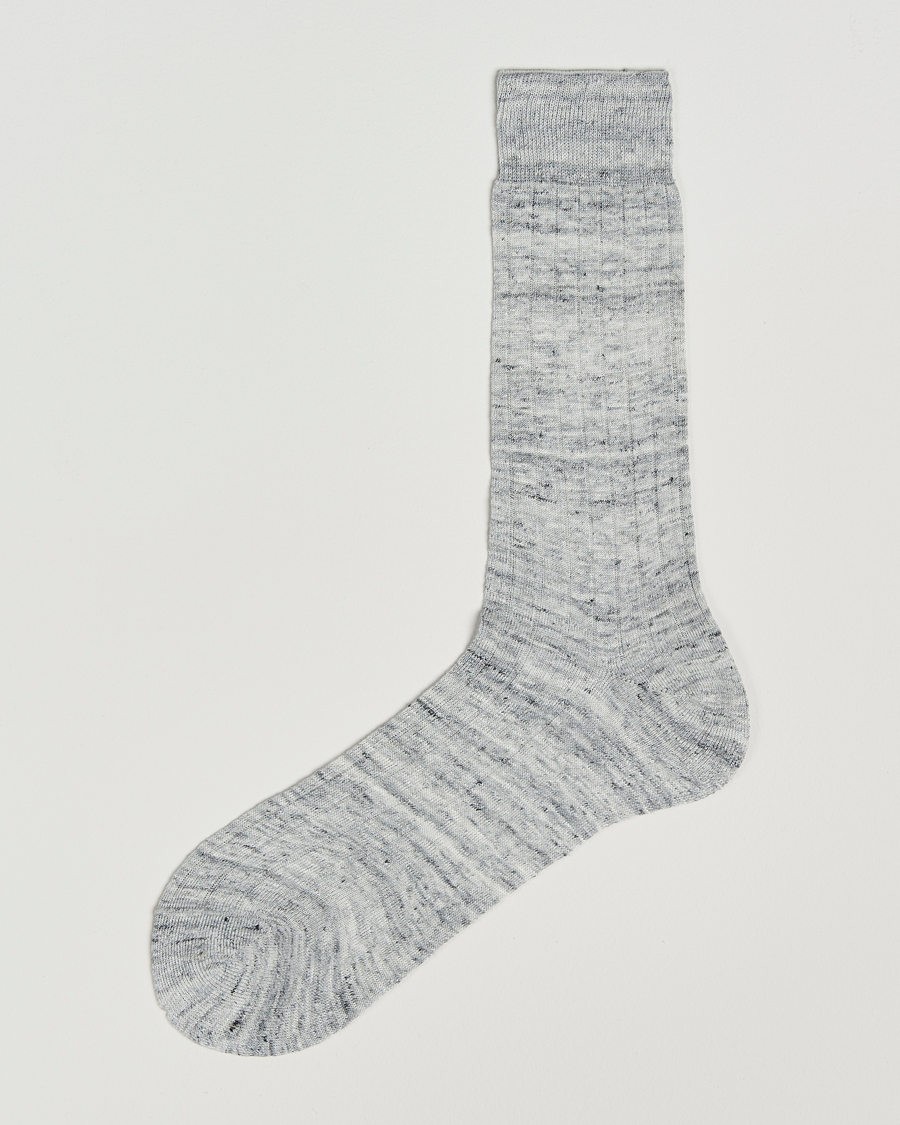 Herre | Undertøy | Bresciani | Linen Ribbed Short Socks Off White