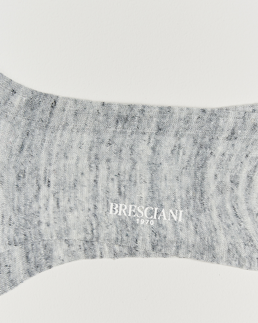 Herre | Undertøy | Bresciani | Linen Ribbed Short Socks Off White