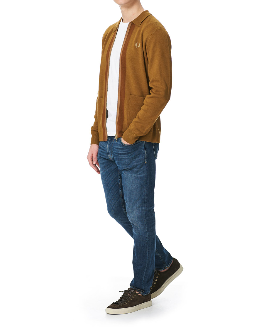Herre | Gensere | Fred Perry | Zip Through Cardigan Dark Caramel
