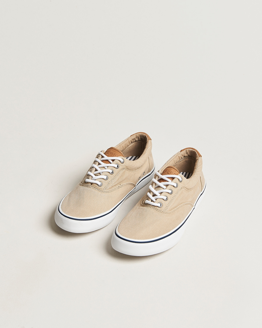 Herre | Sko i mokka | Sperry | Striper II Canvas Sneaker Beige