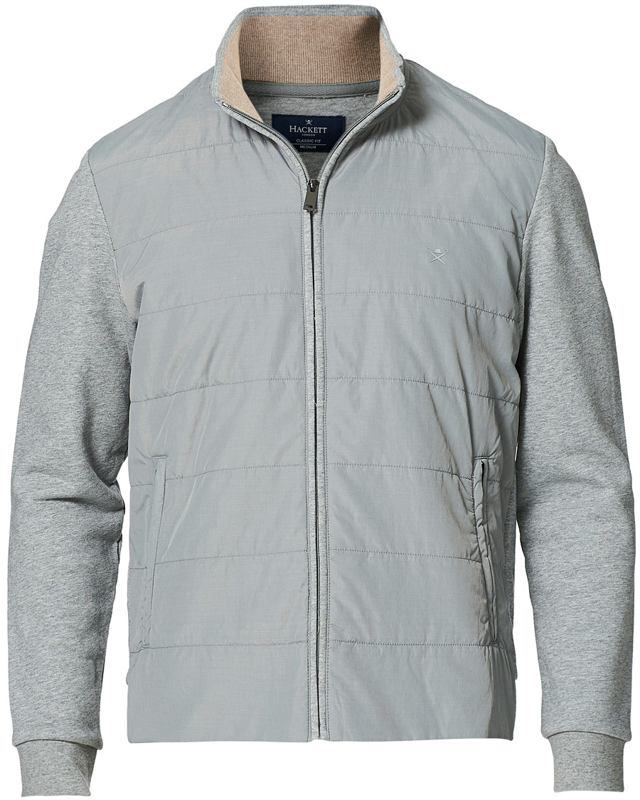 Herre | Gensere | Hackett | Hybird Quilted Zip Sweat Grey Marl