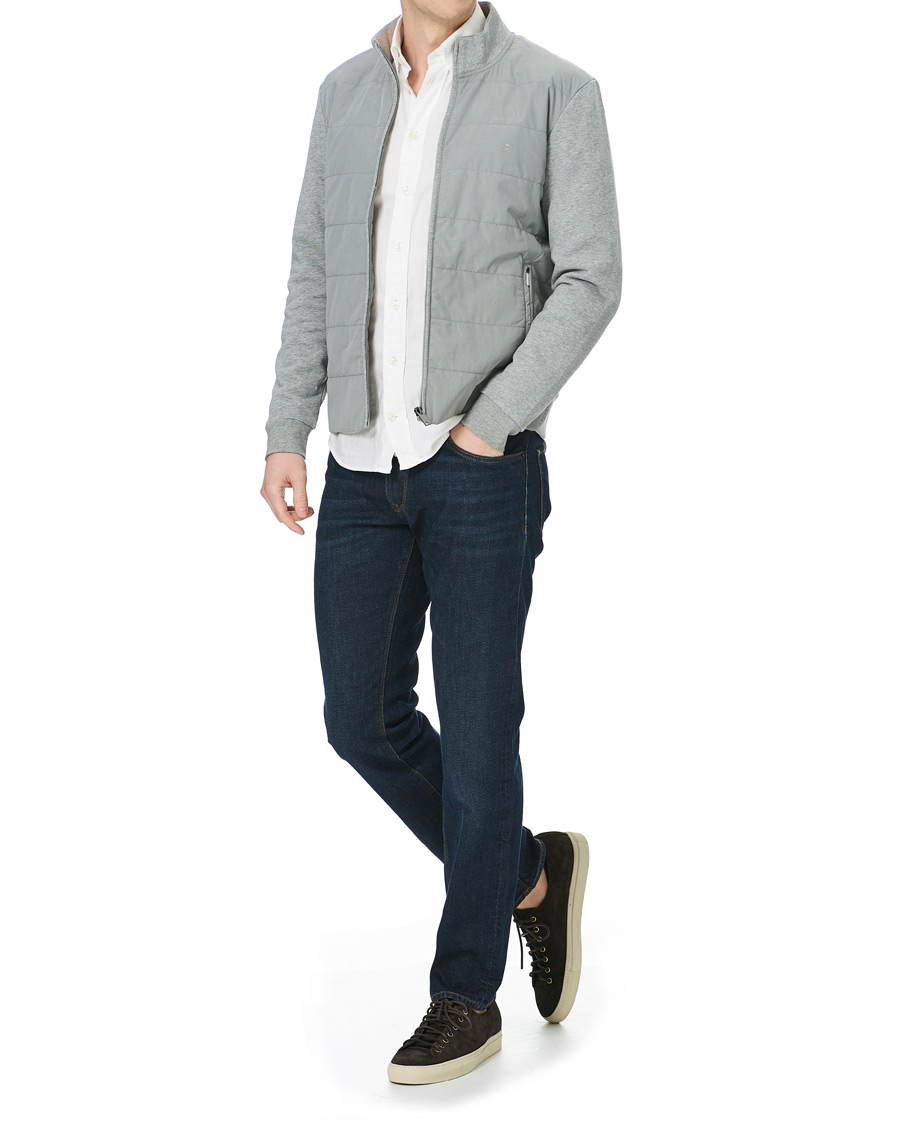 Herre | Gensere | Hackett | Hybird Quilted Zip Sweat Grey Marl