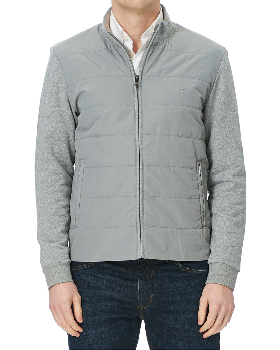 Herre | Gensere | Hackett | Hybird Quilted Zip Sweat Grey Marl