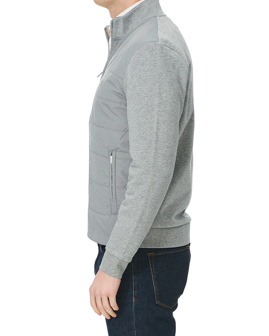 Herre | Gensere | Hackett | Hybird Quilted Zip Sweat Grey Marl