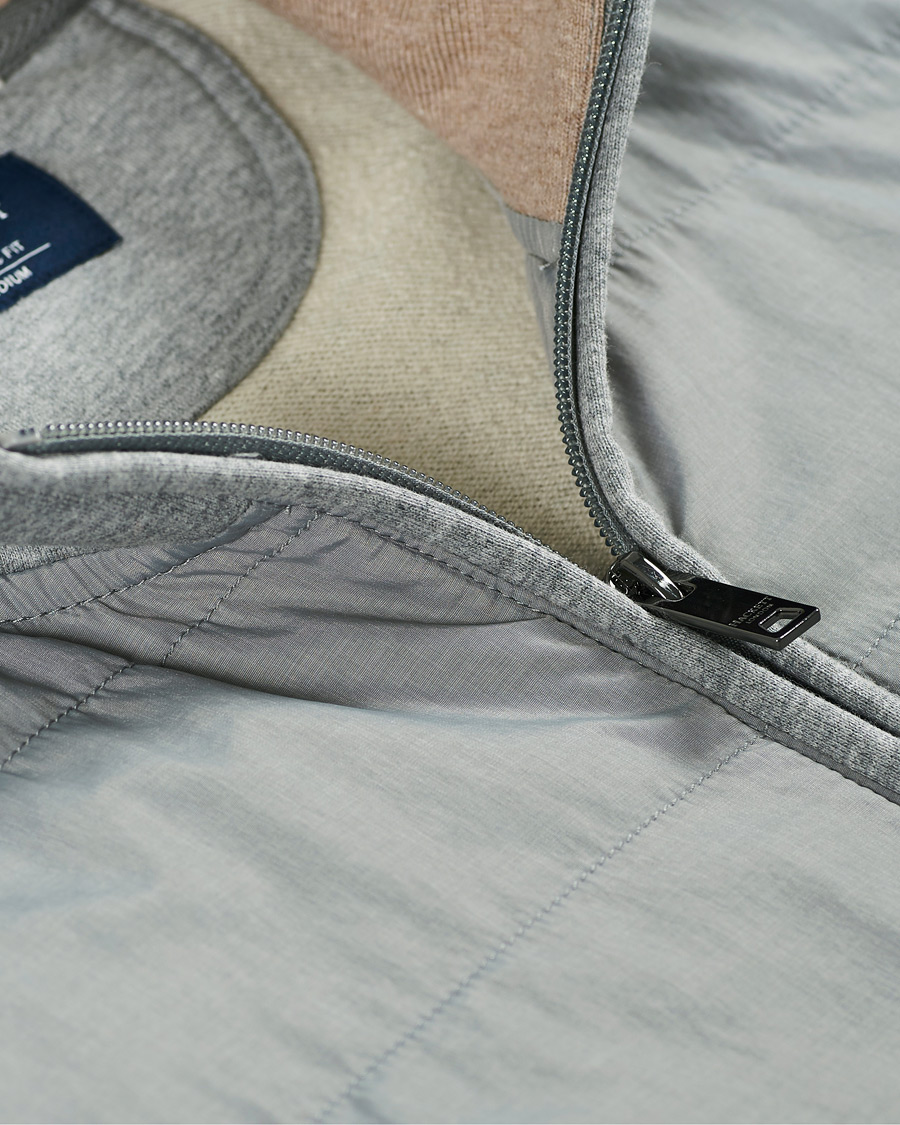 Herre | Gensere | Hackett | Hybird Quilted Zip Sweat Grey Marl