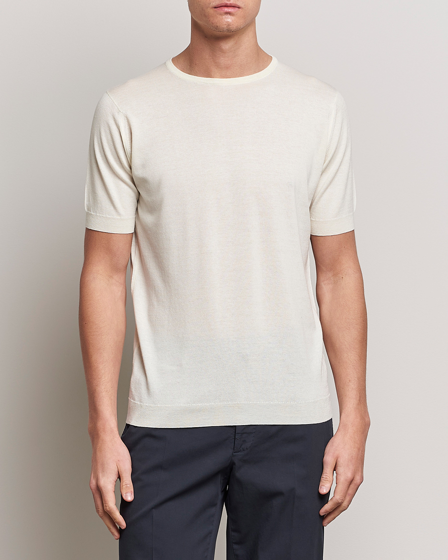 Herre | John Smedley | John Smedley | Belden Wool/Cotton T-Shirt Latte