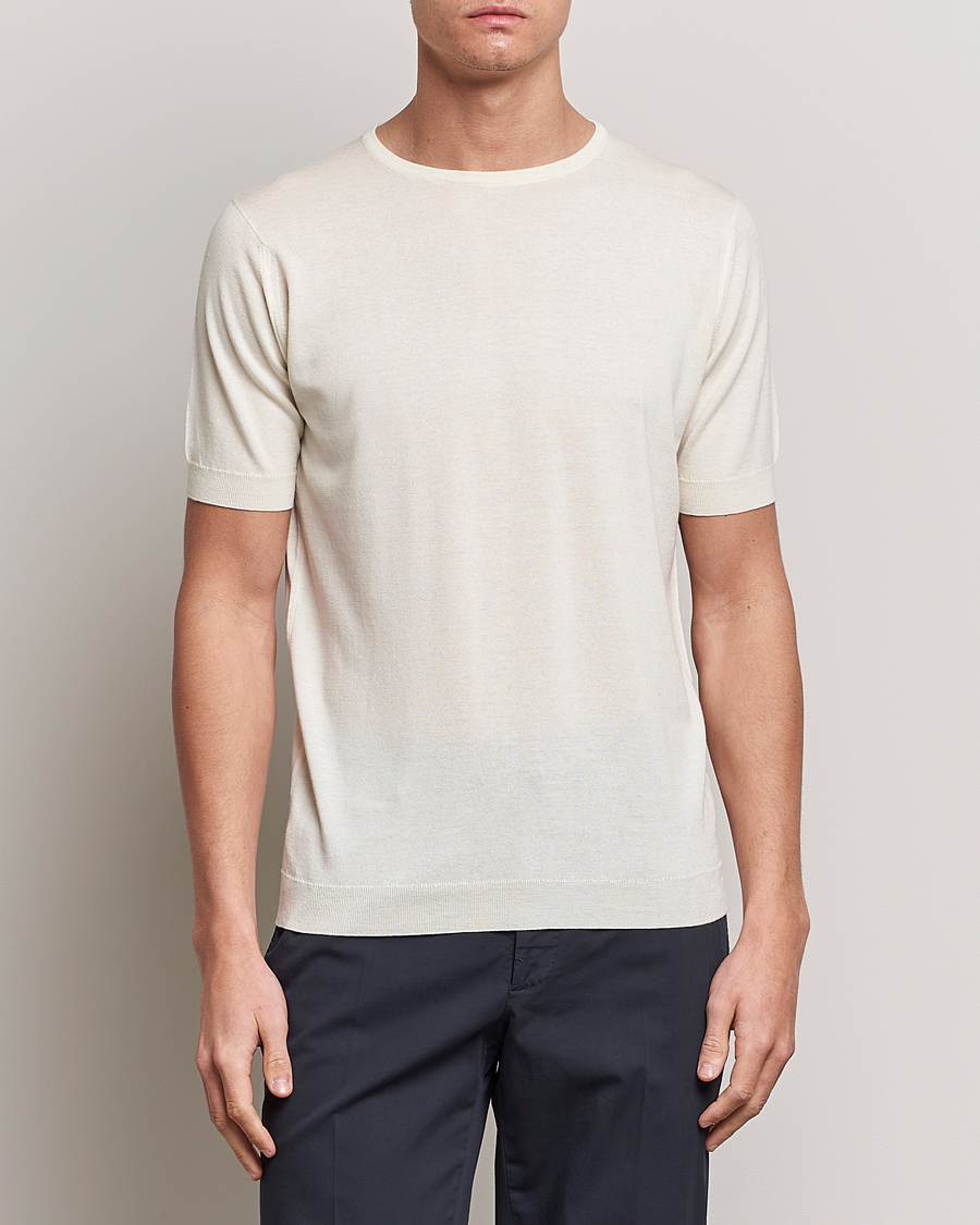 Herre |  | John Smedley | Belden Wool/Cotton T-Shirt Latte