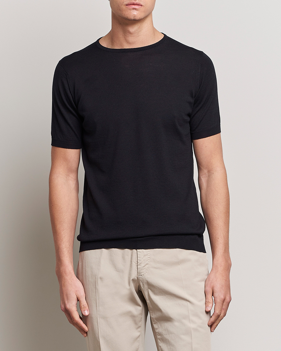 Herre | John Smedley | John Smedley | Belden Wool/Cotton T-Shirt Navy