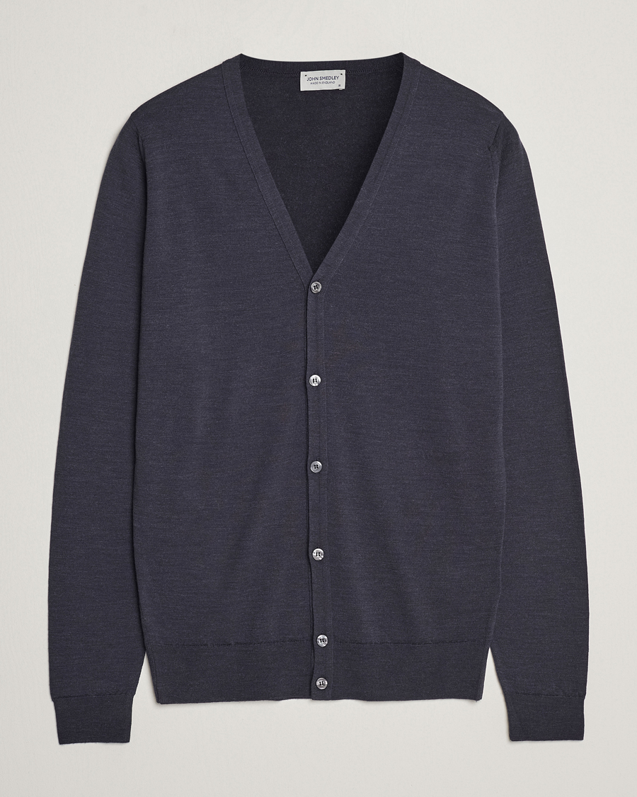 Herre | Gensere | John Smedley | Petworth Extra Fine Merino Cardigan Hepburn Smoke