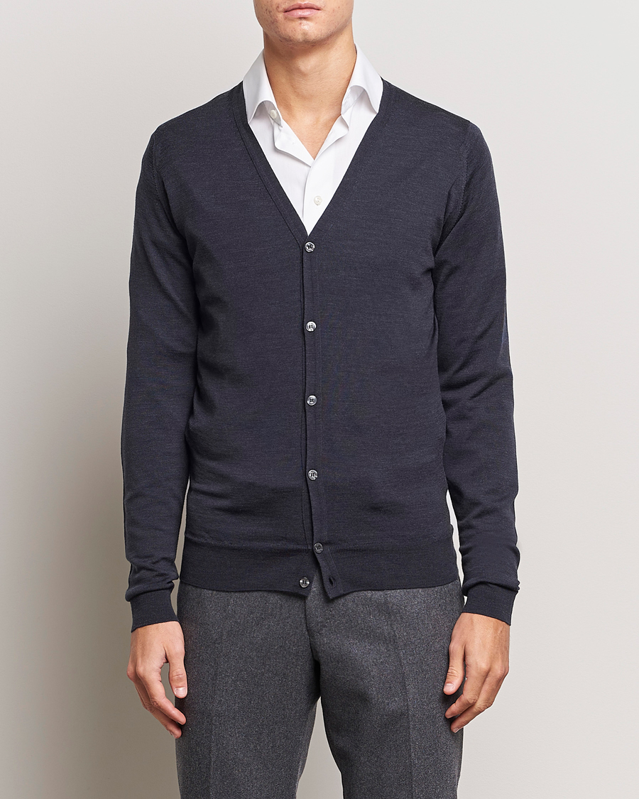 Herre | Gensere | John Smedley | Petworth Extra Fine Merino Cardigan Hepburn Smoke