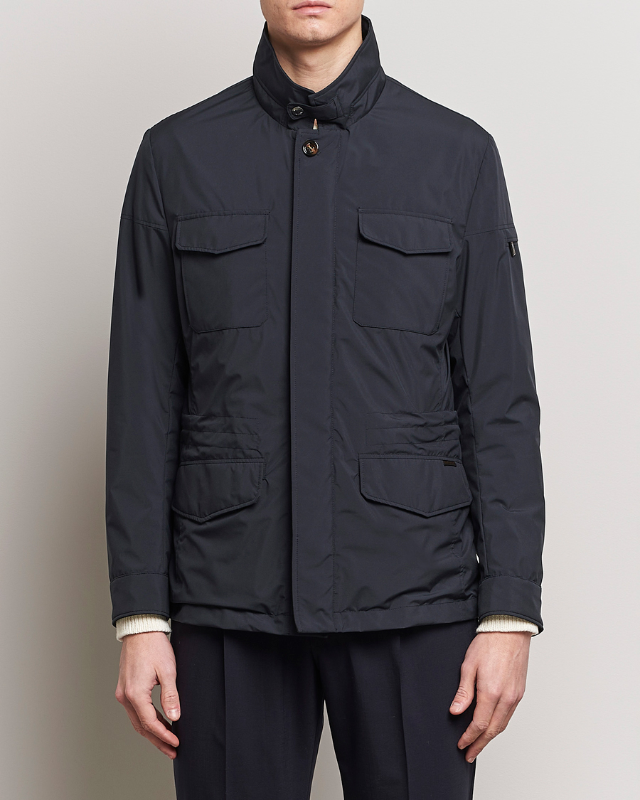 Herre | Dressede jakker | MooRER | Waterproof Nylon Field Jacket Blue