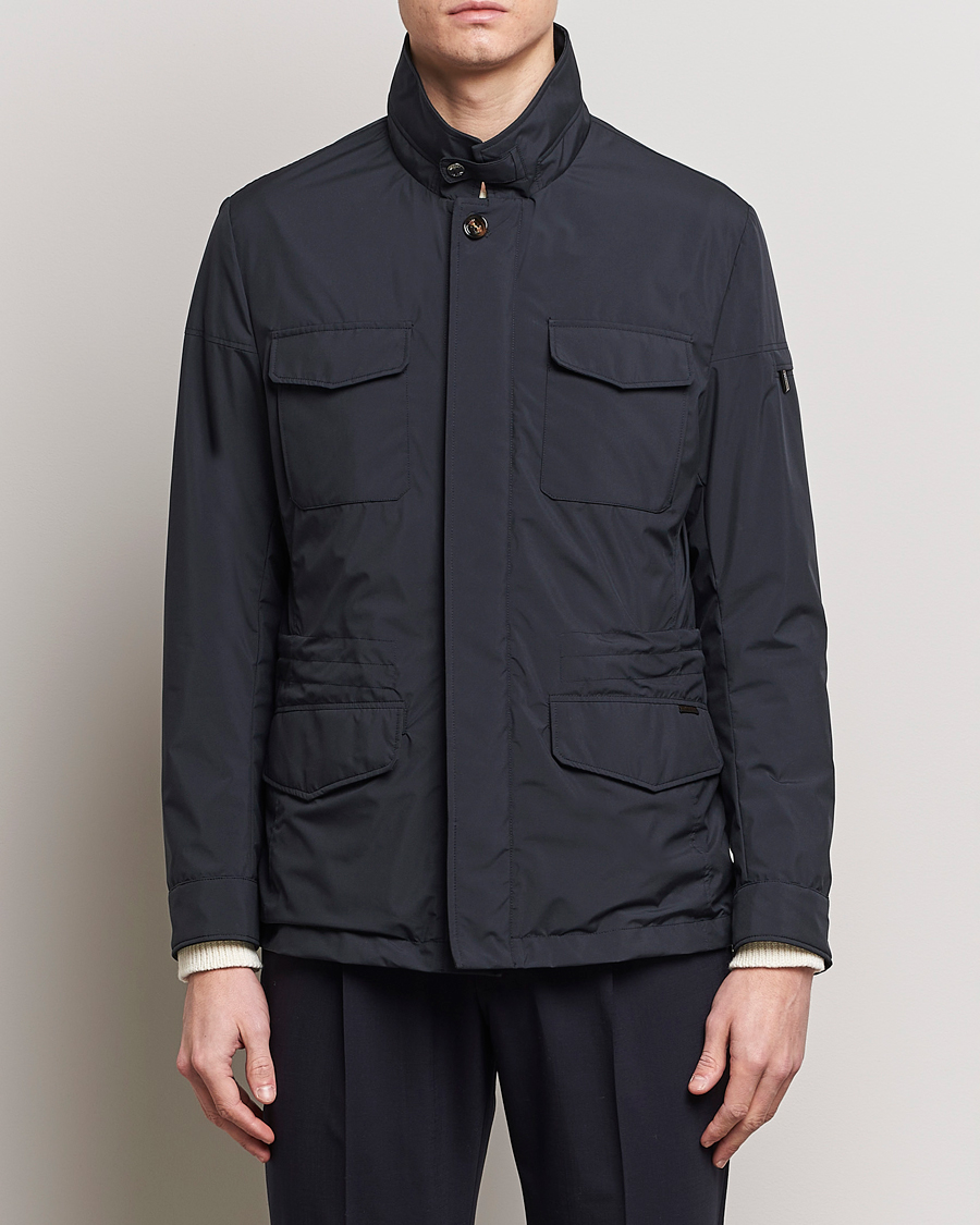 Herre | Italian Department | MooRER | Waterproof Nylon Field Jacket Navy