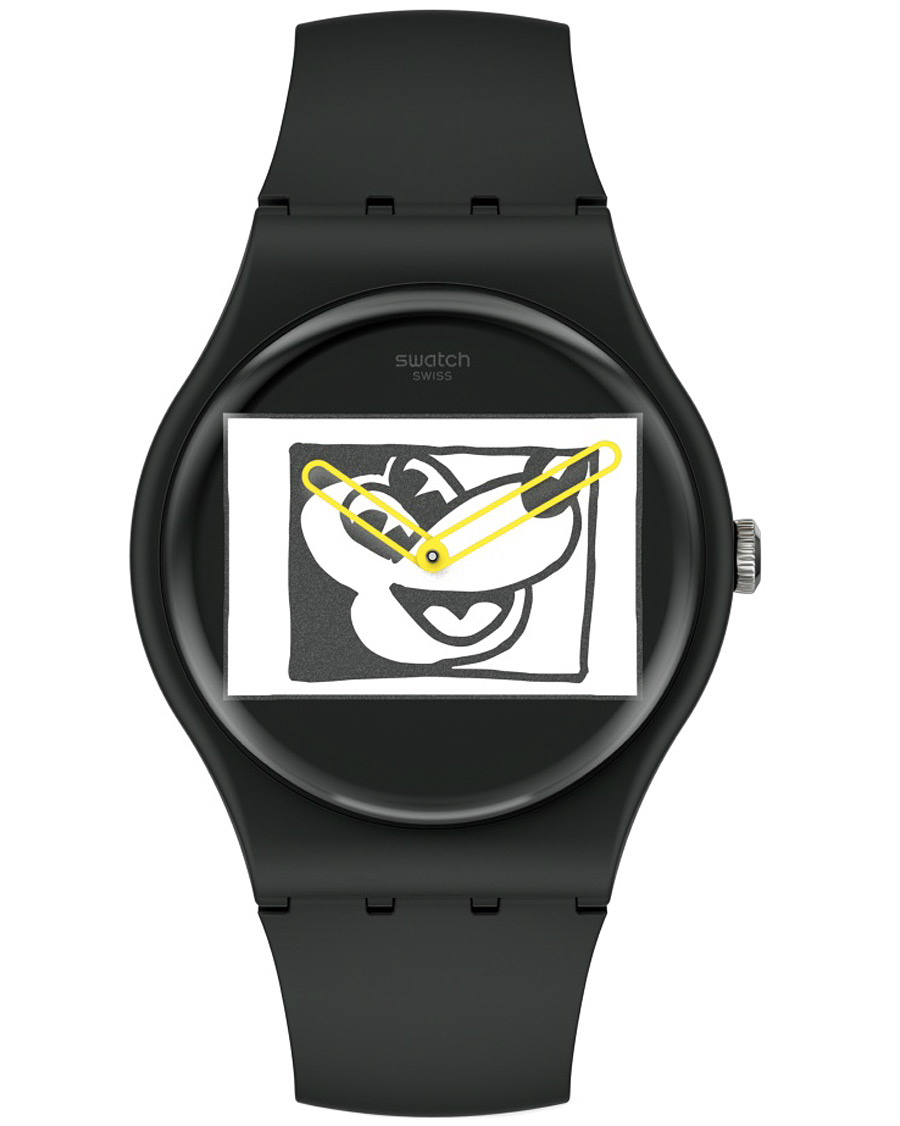 Herre |  | Swatch | Swatch x Keith Haring Mickey Blanc sur Noir