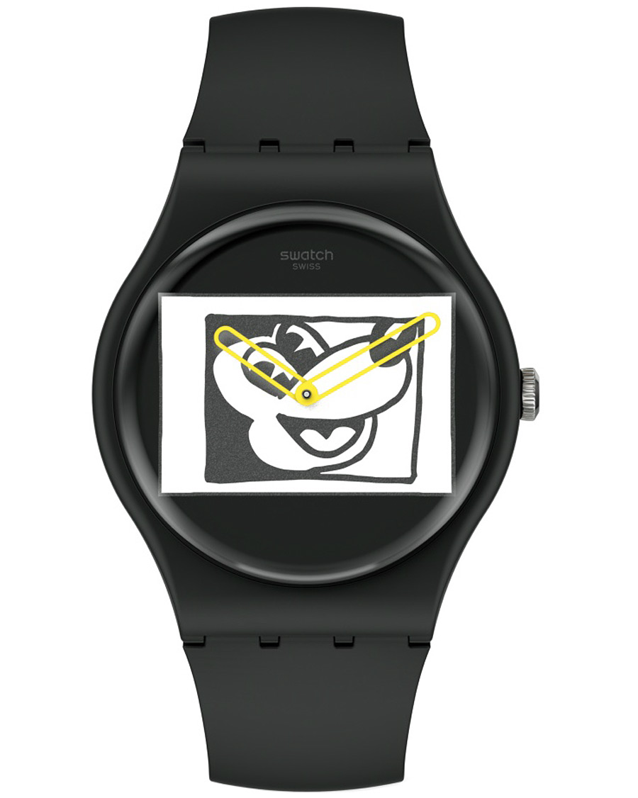Herre | Swatch Swatch x Keith Haring Mickey Blanc sur Noir | Swatch | x Keith Haring Mickey Blanc sur Noir