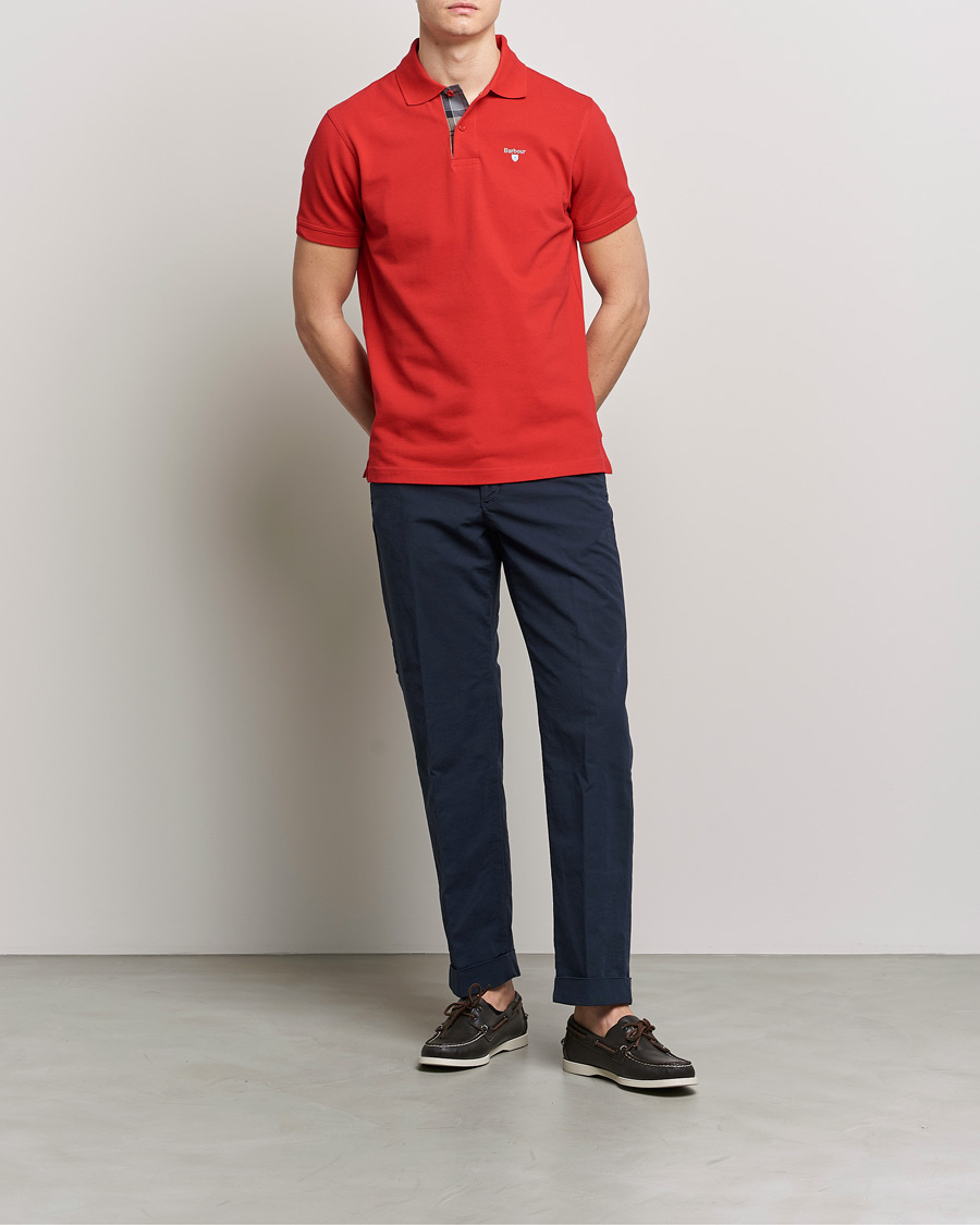 Herre | Pikéer | Barbour Lifestyle | Tartan Pique Polo Red