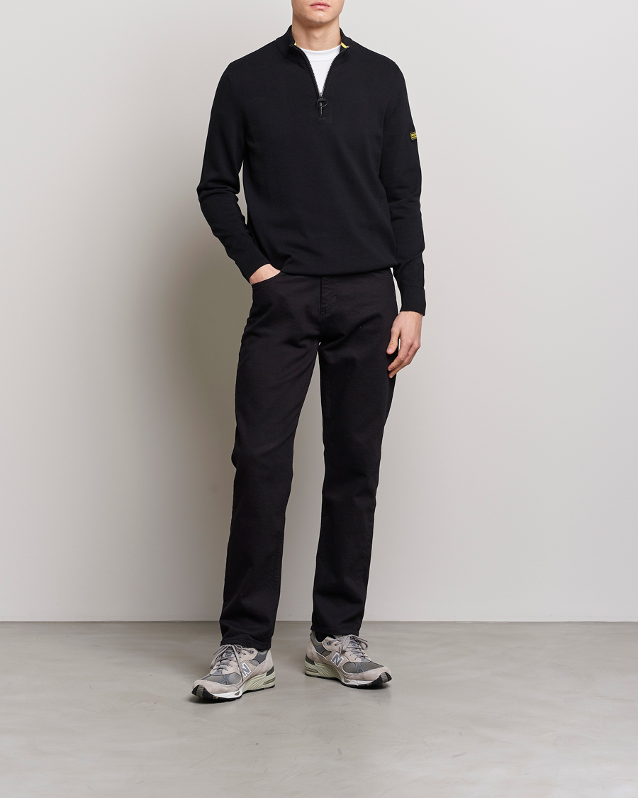 Herre | Gensere | Barbour International | Cotton Half Zip Black