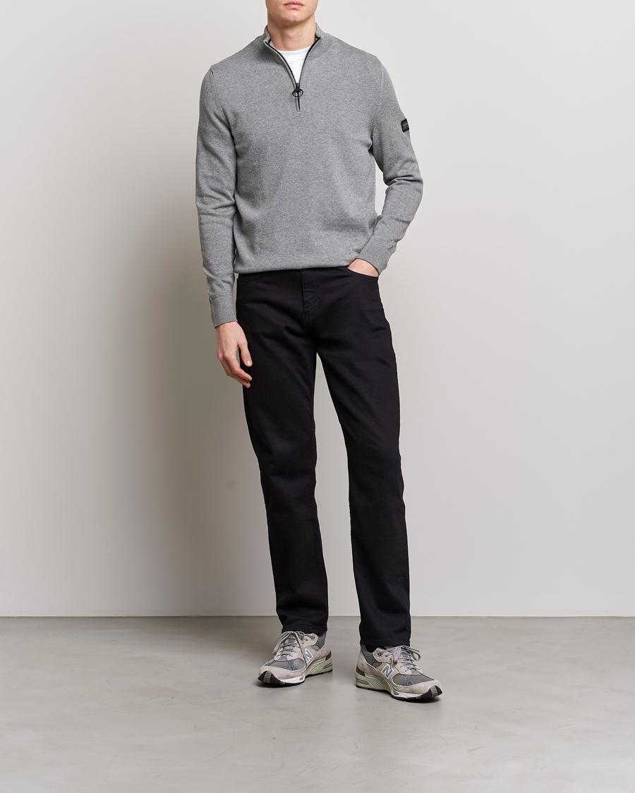 Herre | Gensere | Barbour International | Cotton Half Zip Antracite Marl