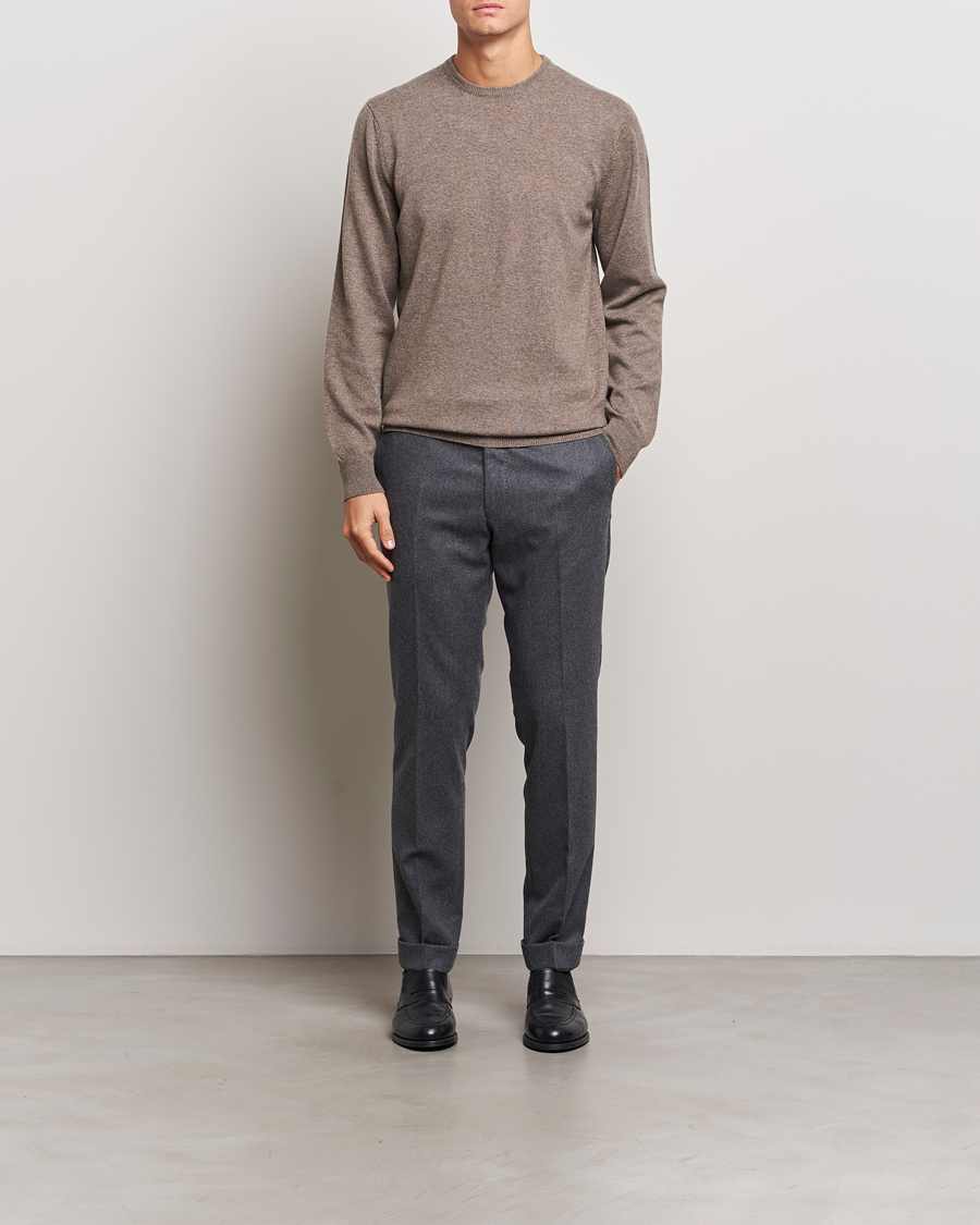 Herre | Gensere | Piacenza Cashmere | Cashmere Crew Neck Sweater Brown
