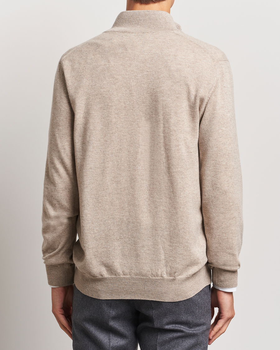 Herre | Gensere | Piacenza Cashmere | Cashmere Half Zip Sweater Beige