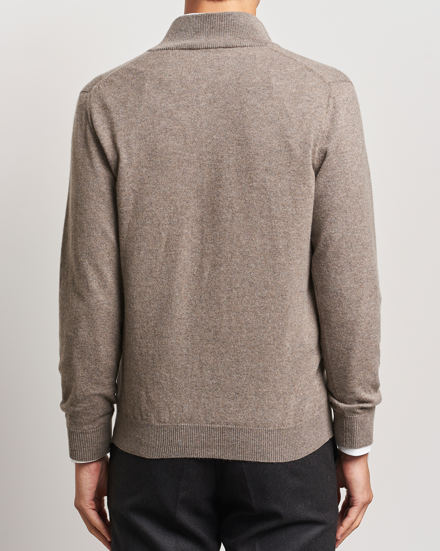 Herre | Gensere | Piacenza Cashmere | Cashmere Half Zip Sweater Brown