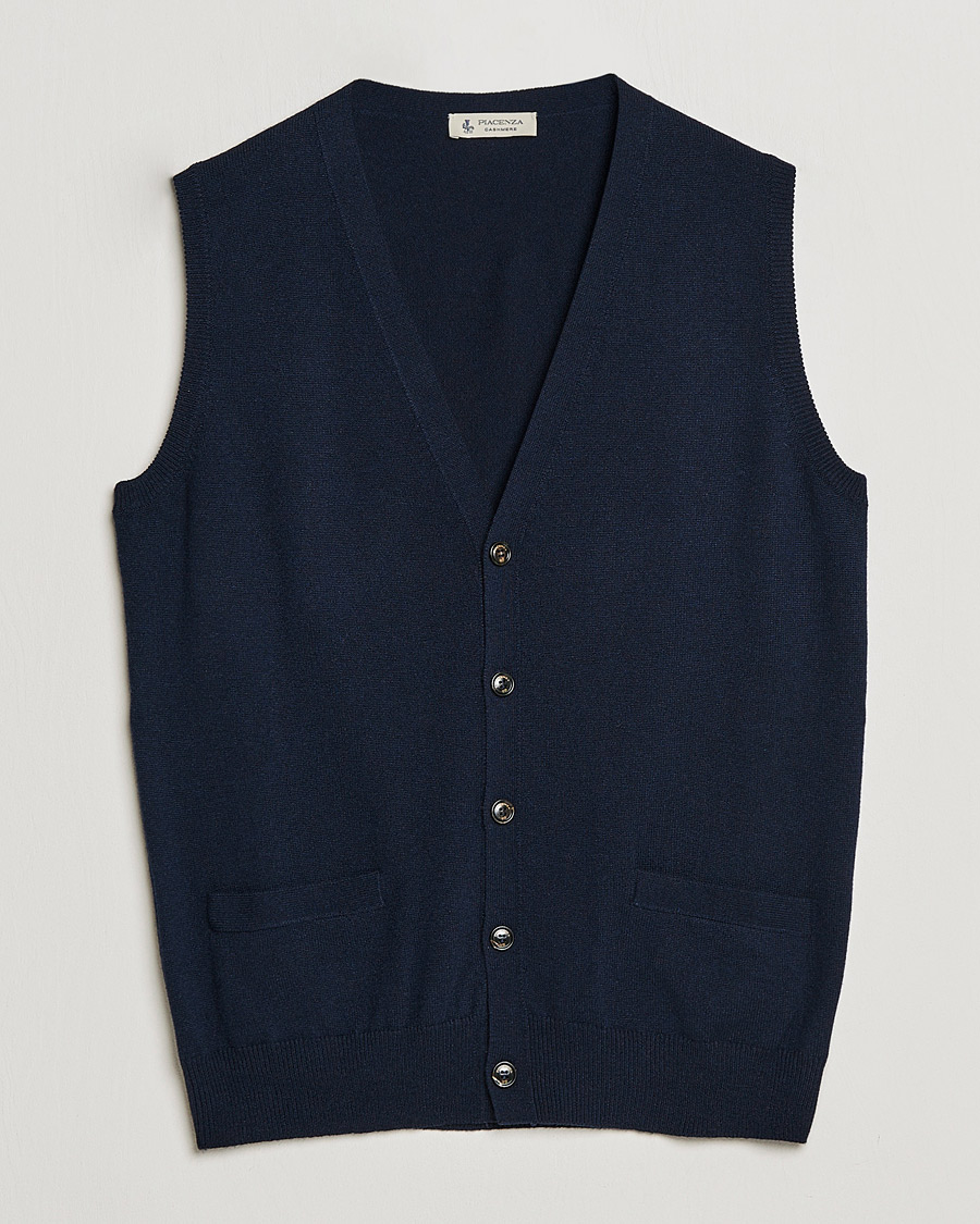 Herre | Gensere | Piacenza Cashmere | Cashmere Sleeveless Cardigan Navy