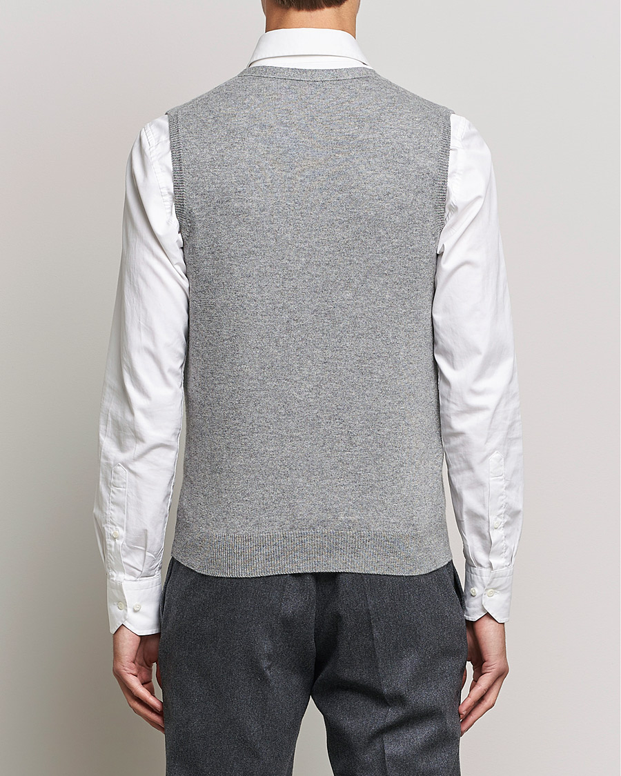 Herre | Gensere | Piacenza Cashmere | Cashmere Sleeveless Cardigan Light Grey