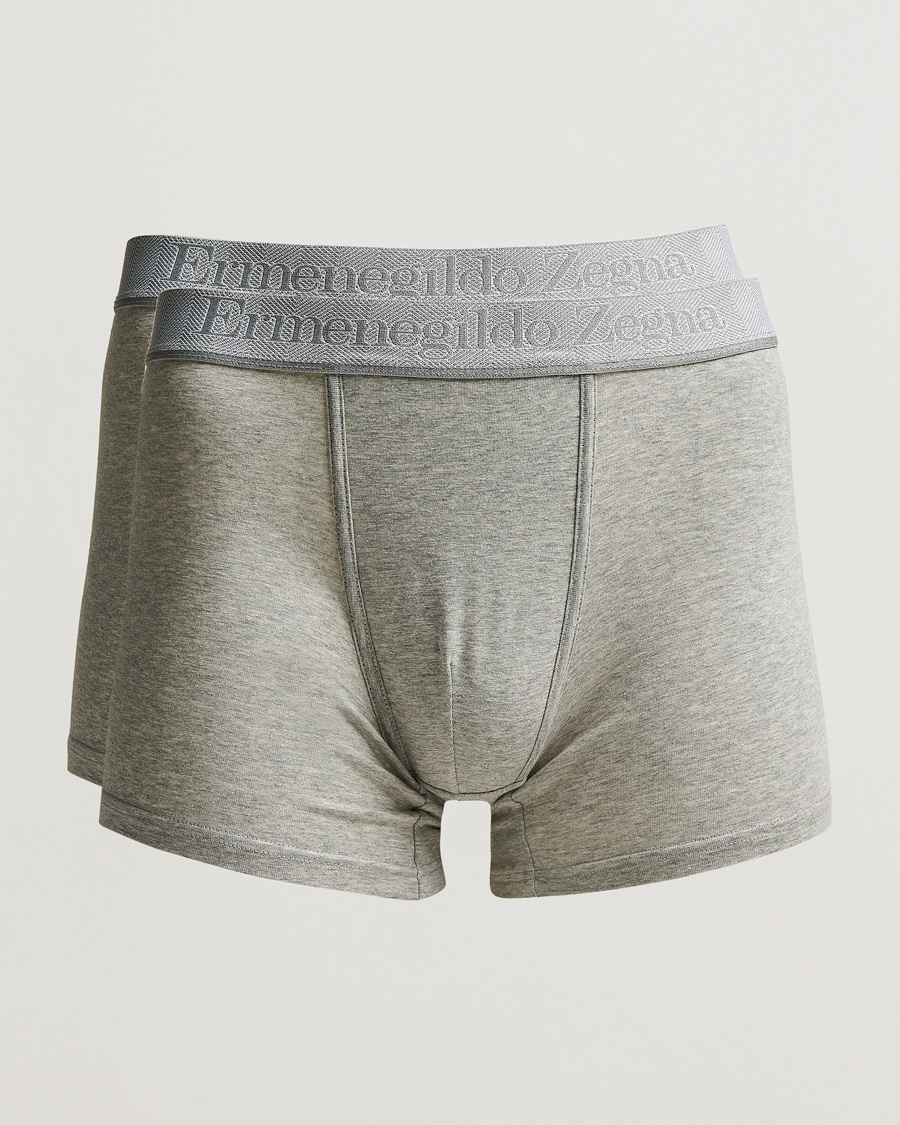 Herre | Undertøy | Zegna | Cotton Stretch Boxer Bi-Pack Grey Heather