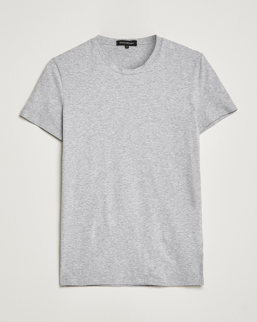 Herre |  | Zegna | Cotton Stretch Crew Neck T-Shirt Grey Heather