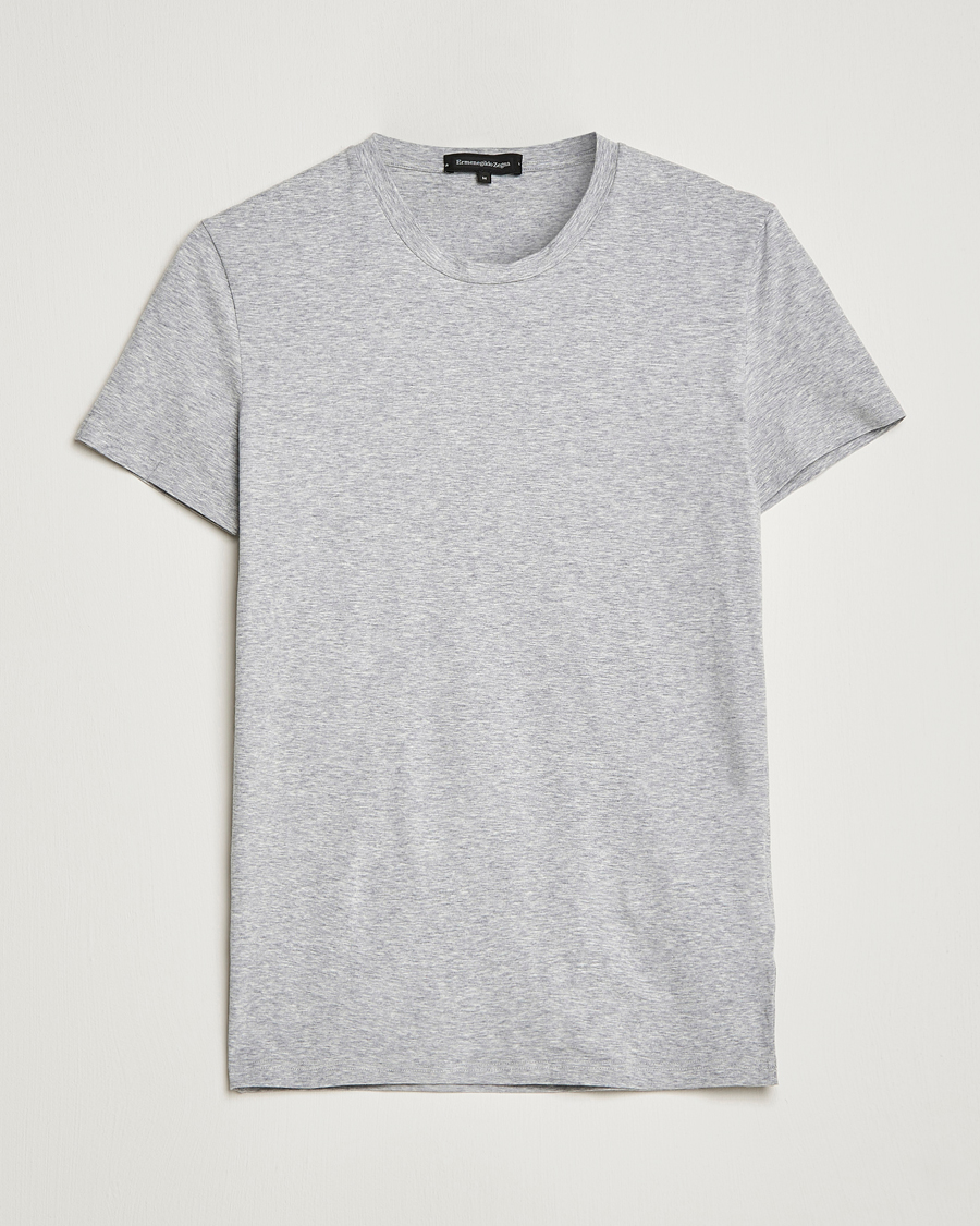 Herre | T-Shirts | Zegna | Cotton Stretch Crew Neck T-Shirt Grey Heather