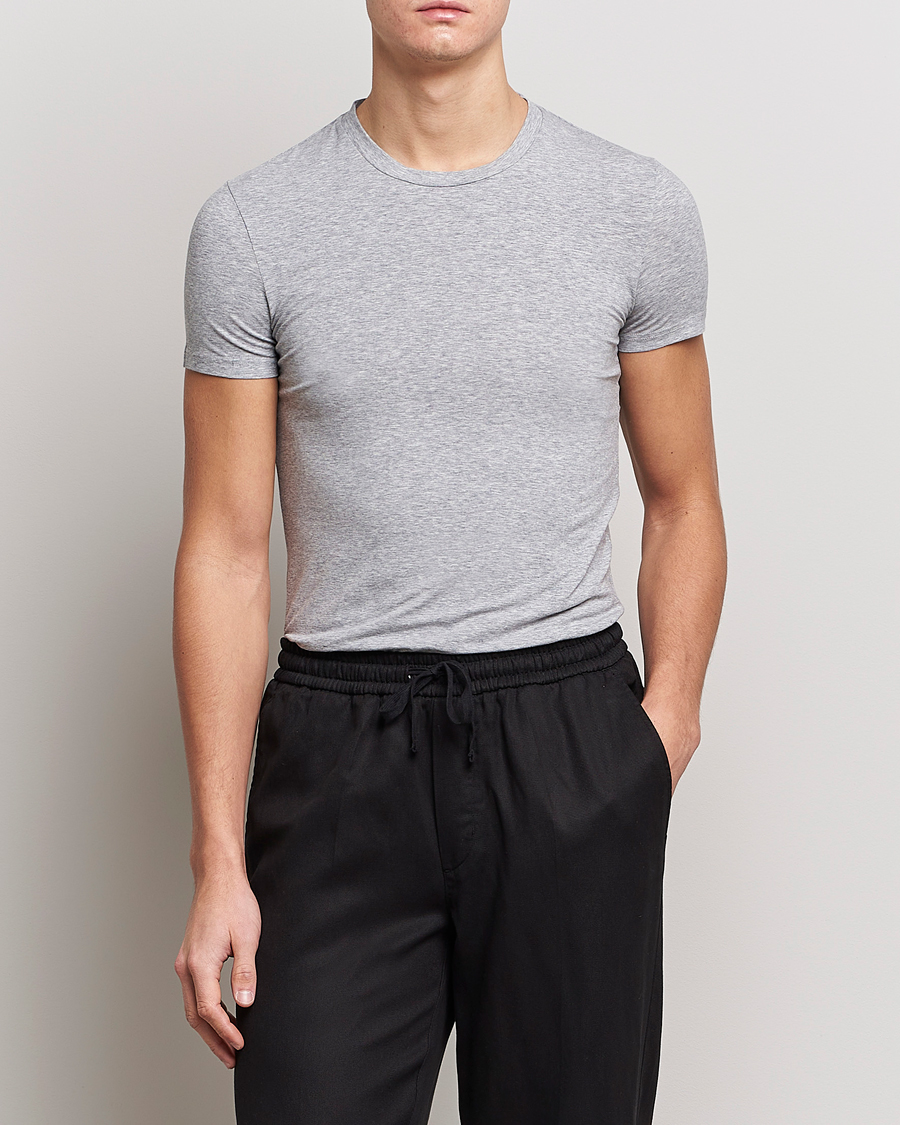 Herre | T-Shirts | Zegna | Cotton Stretch Crew Neck T-Shirt Grey Heather