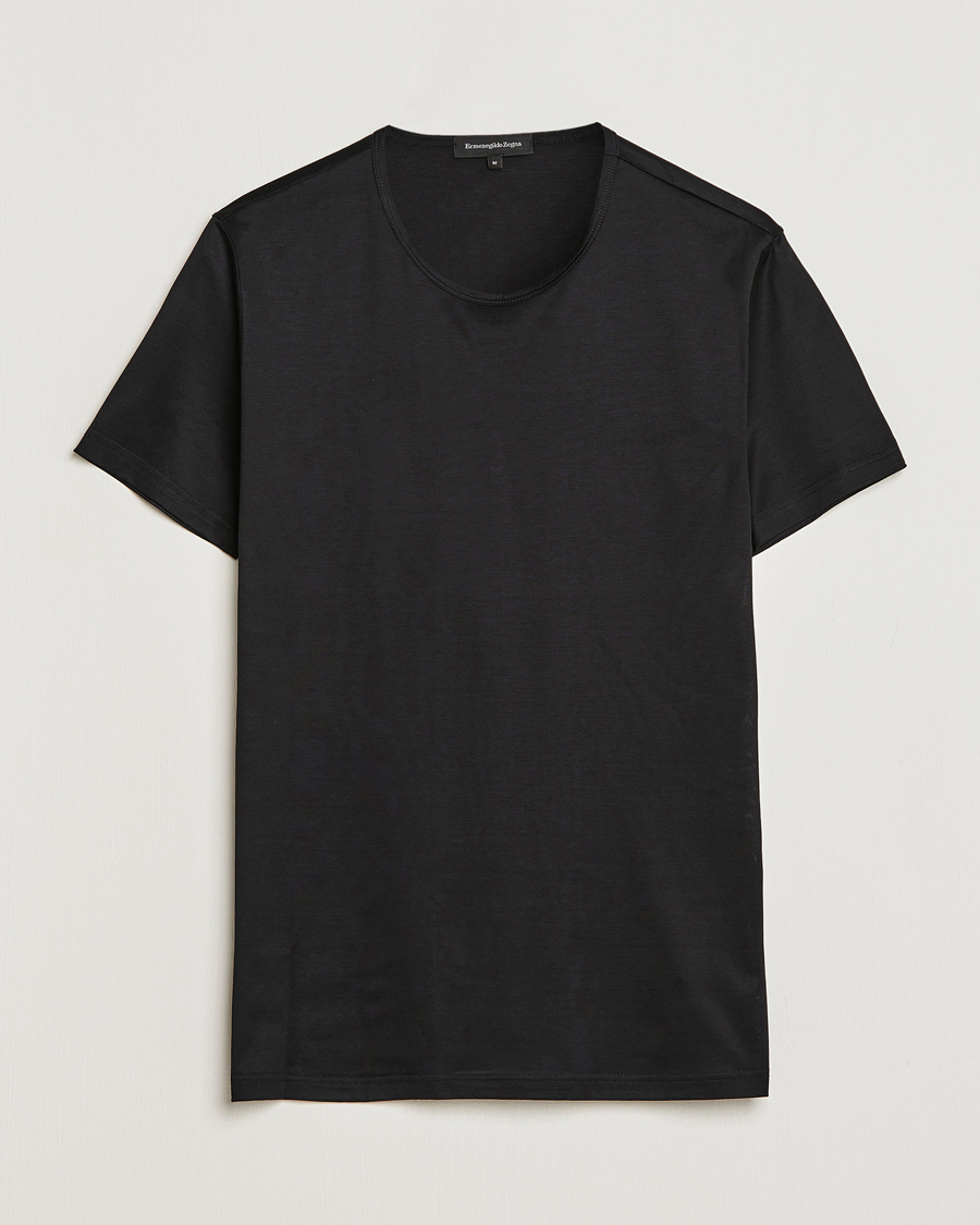 Herre |  | Zegna | Filoscozia Fine Cotton Crew Neck T-Shirt Black