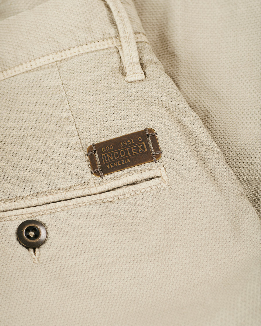 Herre | Bukser | Incotex | Easy Fit Selvedge Cotton Chinos Desert Khaki
