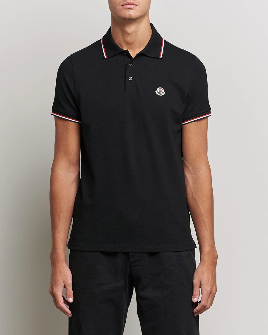 Herre | Luxury Brands | Moncler | Contrast Rib Polo Black