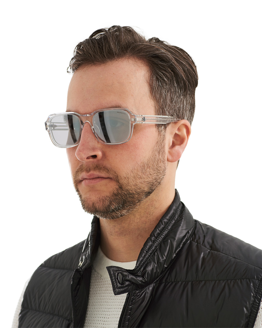 Herre | Moncler Lunettes Icebridge Sunglasses Crystal/Smoke Mirror | Moncler Lunettes | Icebridge Sunglasses Crystal/Smoke Mirror
