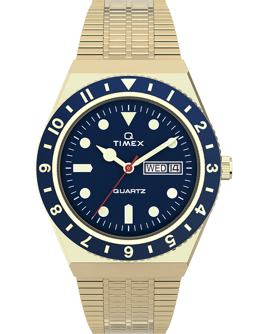 Herre | Timex Q Reissue 1979 Gold Tone/Blue | Timex | Q Reissue 1979 Gold Tone/Blue