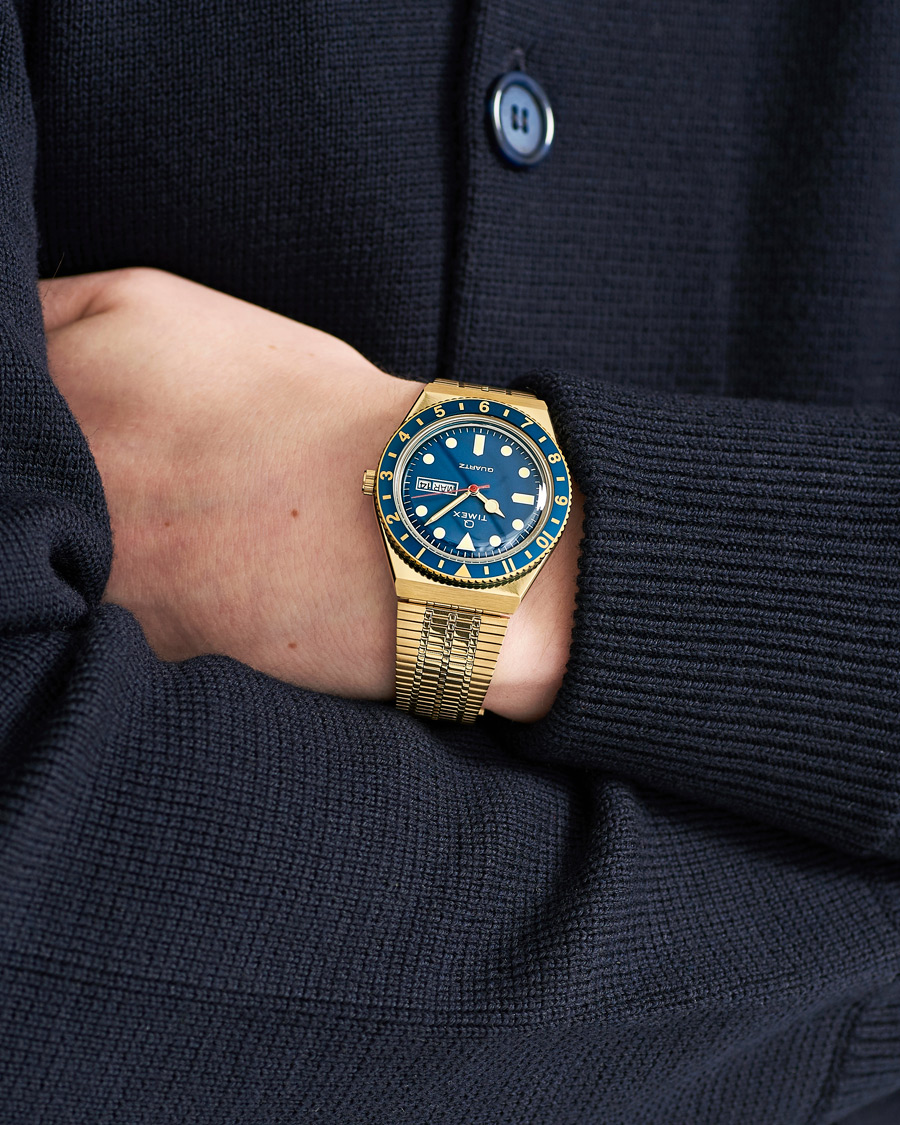 Herre | Timex Q Reissue 1979 Gold Tone/Blue | Timex | Q Reissue 1979 Gold Tone/Blue