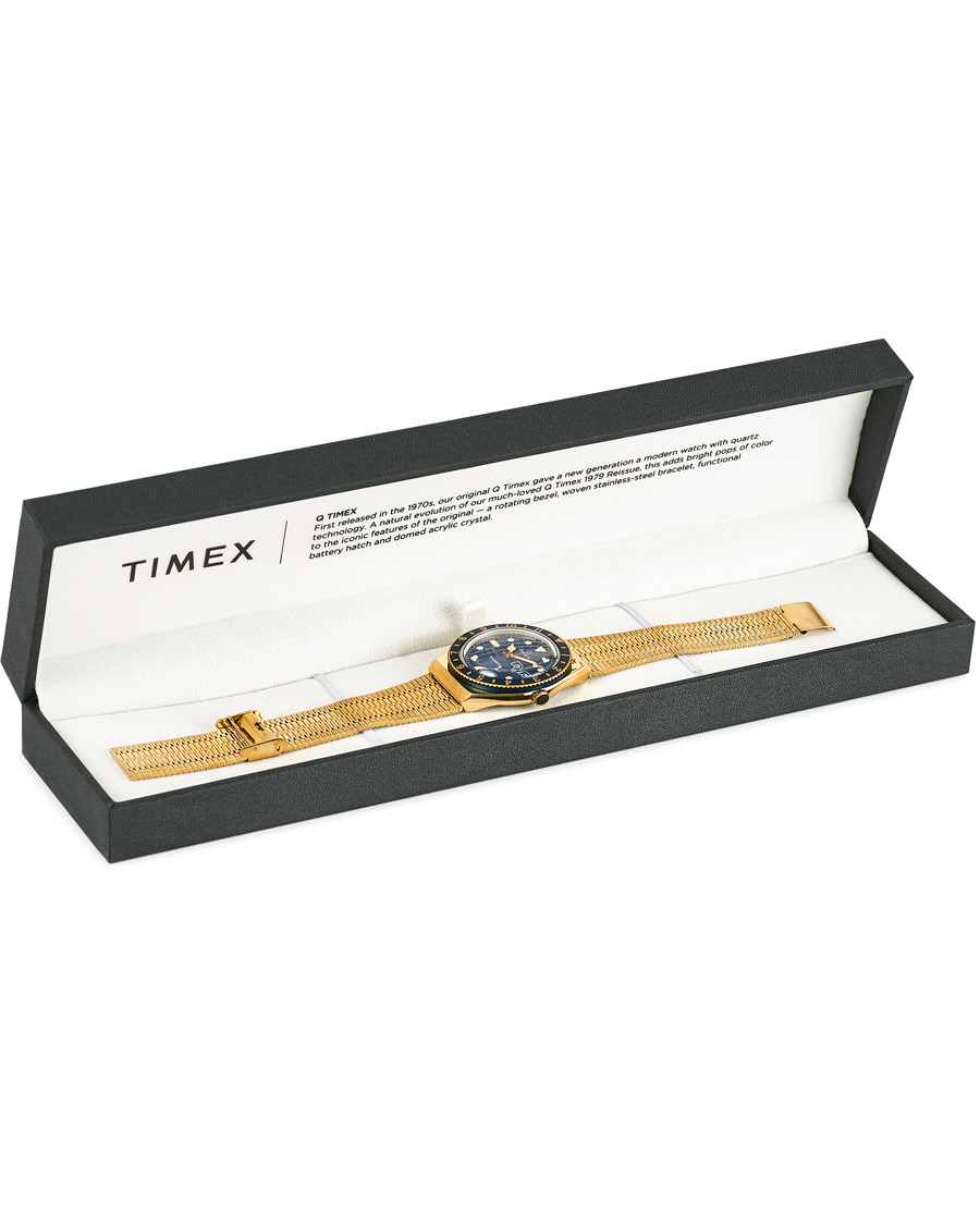 Herre | Timex Q Reissue 1979 Gold Tone/Blue | Timex | Q Reissue 1979 Gold Tone/Blue