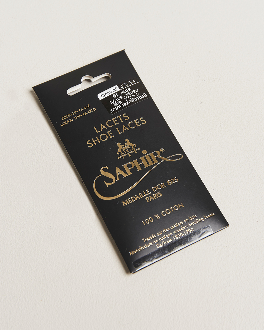 Herre | Skopleie | Saphir Medaille d'Or | Shoe Laces Thin Waxed 75cm Black